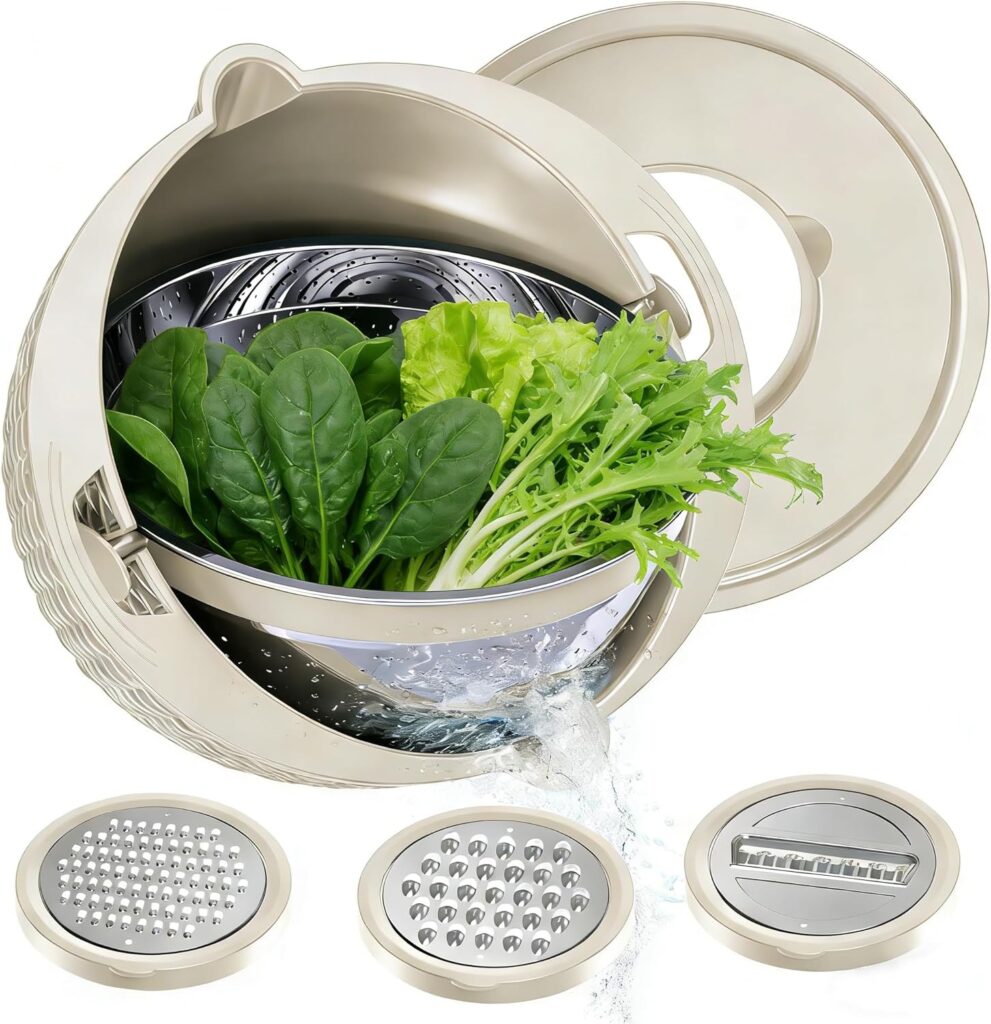 Bol 4 en 1 passoire pivotante avec inserts à râper pour la cuisine africaine